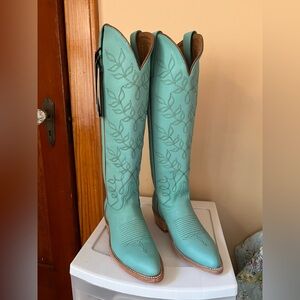 Lucchese Willow 17” Shaft Turquoise Cowboy Boot Size 6.5 NEW